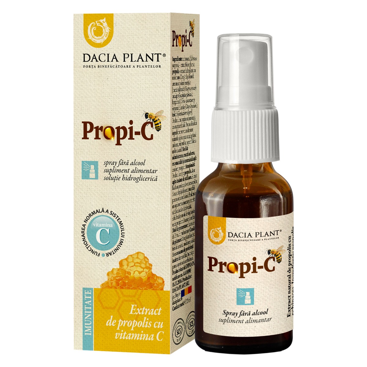 Extract de Propolis cu Vitamina C spray Propi-C, 20ml, Dacia Plant