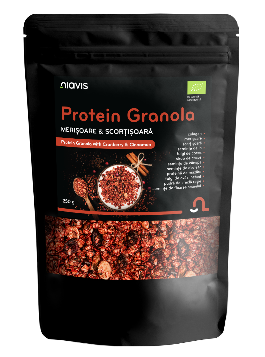 Granola proteica cu merisoare si scortisoara, 250g, Niavis