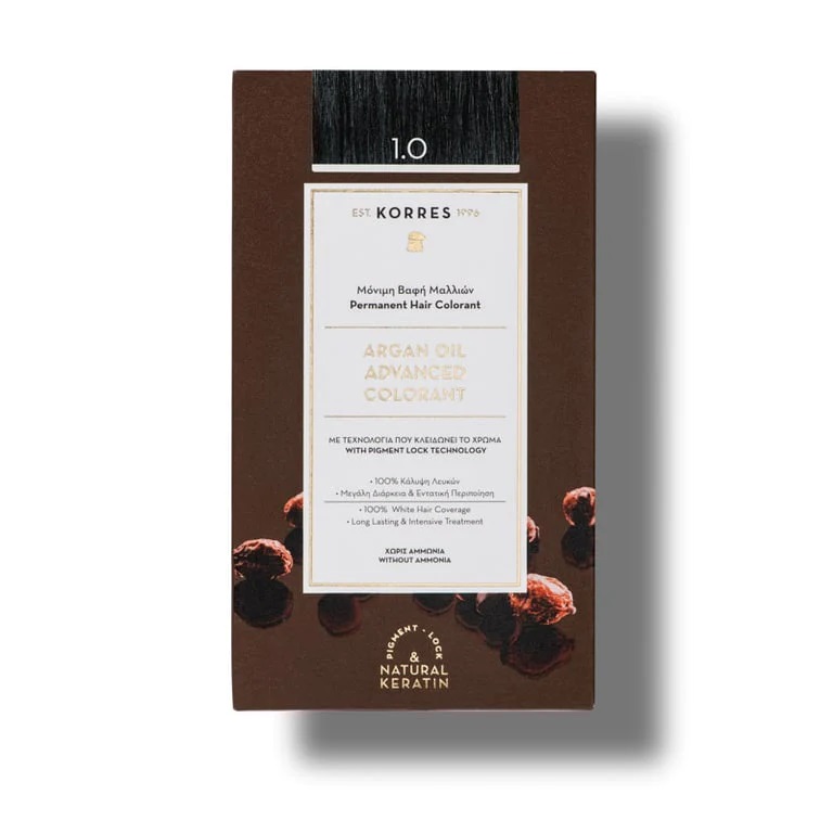 Vopsea de par Argan Oil 1.0 Black, 50ml, Korres
