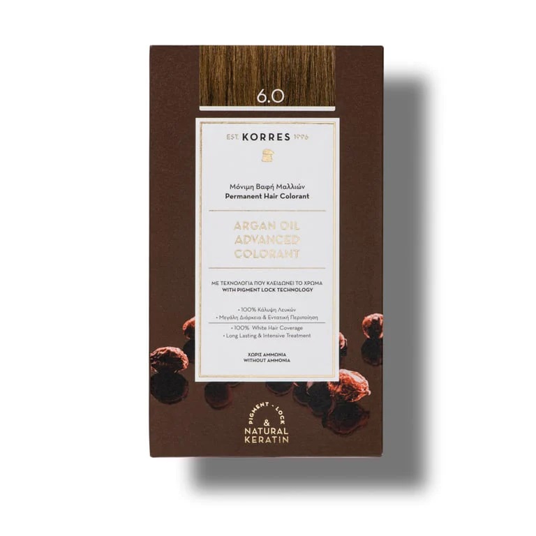 Vopsea de par Argan Oil 6.0 Dark Blonde, 50ml, Korres