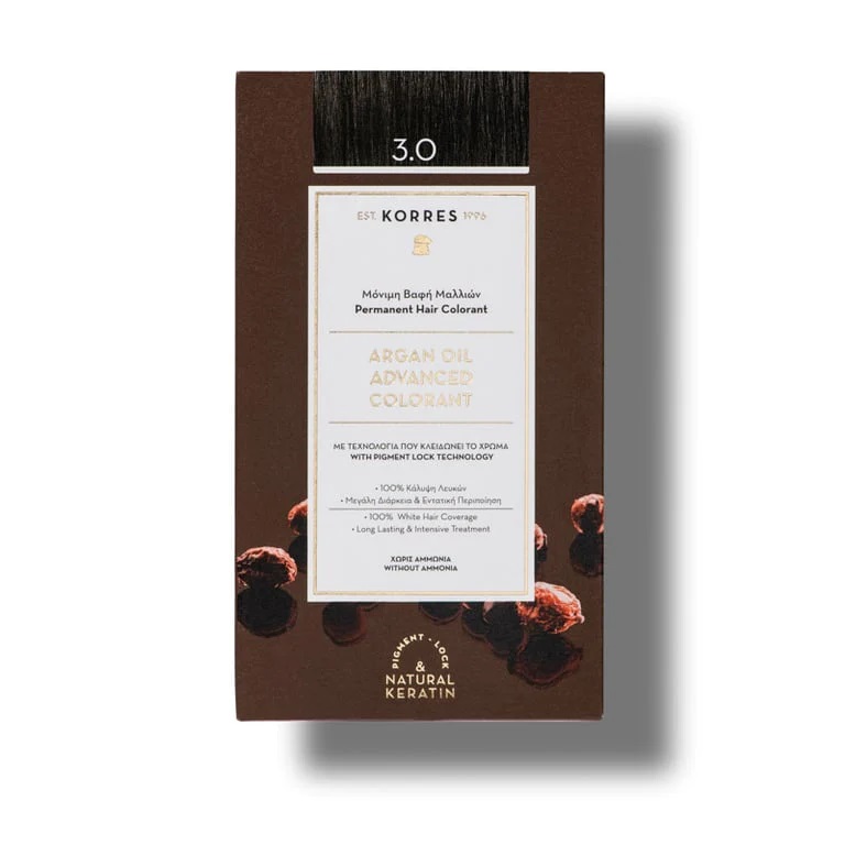 Vopsea de par Argan Oil 3.0 Dark Brown, 50ml, Korres