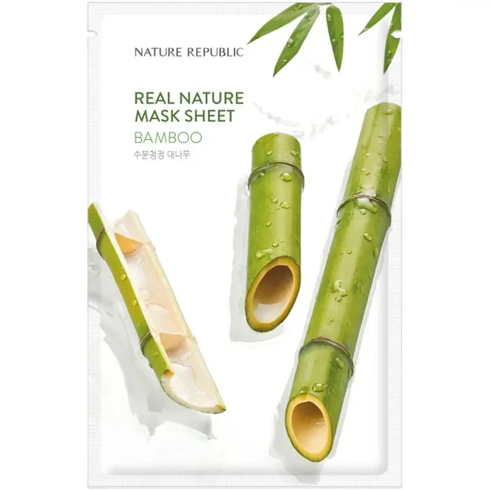 Masca tip servetel pentru fata cu bambus Real Nature, 23g, Nature Republic