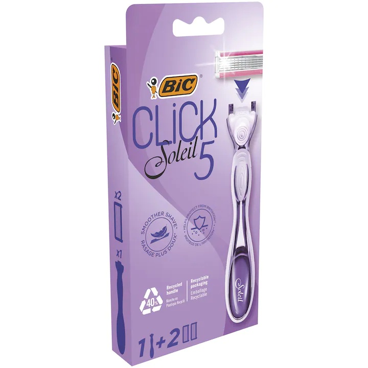 Pachet Aparat de ras Hybrid Soleil Click + Rezerve 2 bucati, BIC