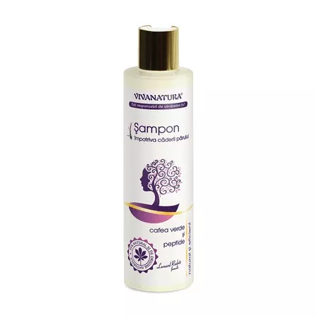 Sampon impotriva caderii parului cu cafea verde si peptide, 250ml, VivaNatura