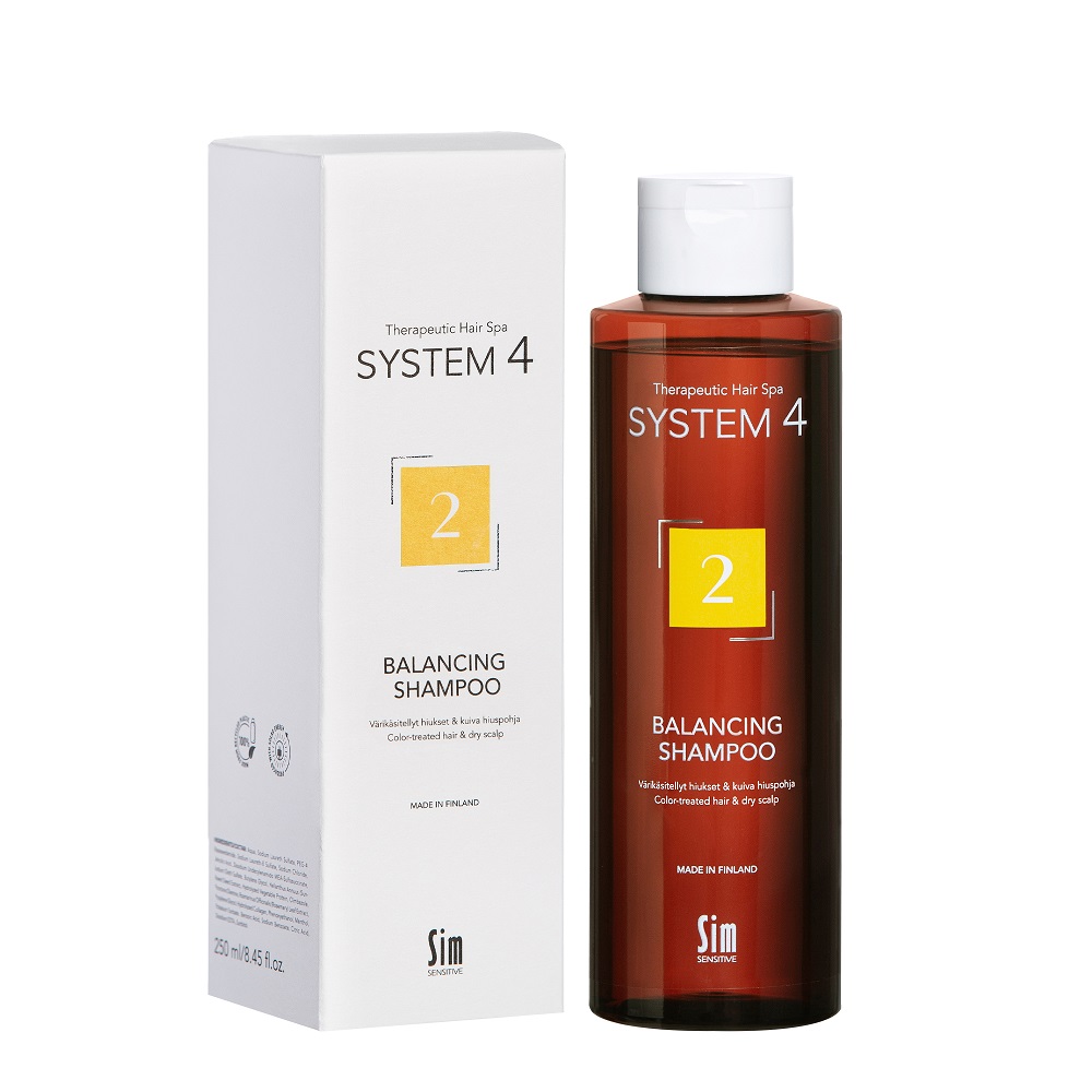 Sampon Echilibrant 2 cu climbazol pentru scalp si parul uscat tratat prin colorare System 4 Therapeutical Hair Spa, 250ml, Sim Sensitive