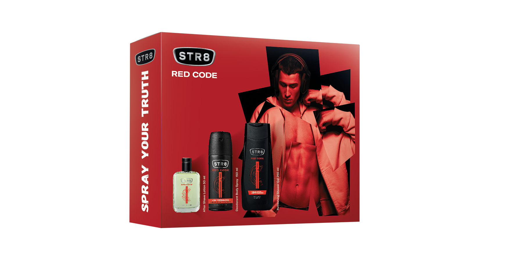 Set Red Code Lotiune dupa ras 50ml + Deodorant spray pentru corp 150ml + Gel de dus 250ml, 1 bucata, STR8
