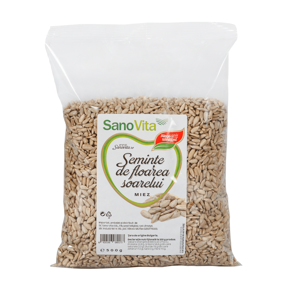 Seminte de floarea soarelui, 500g, SanoVita