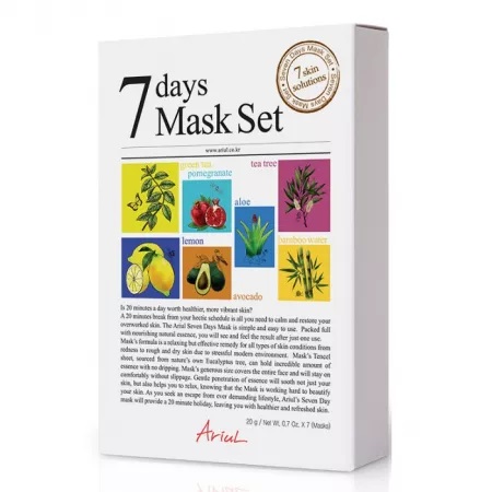 Set masti pentru tratamentul complet al tenului 7Days Mask, 1 bucata, Ariul
