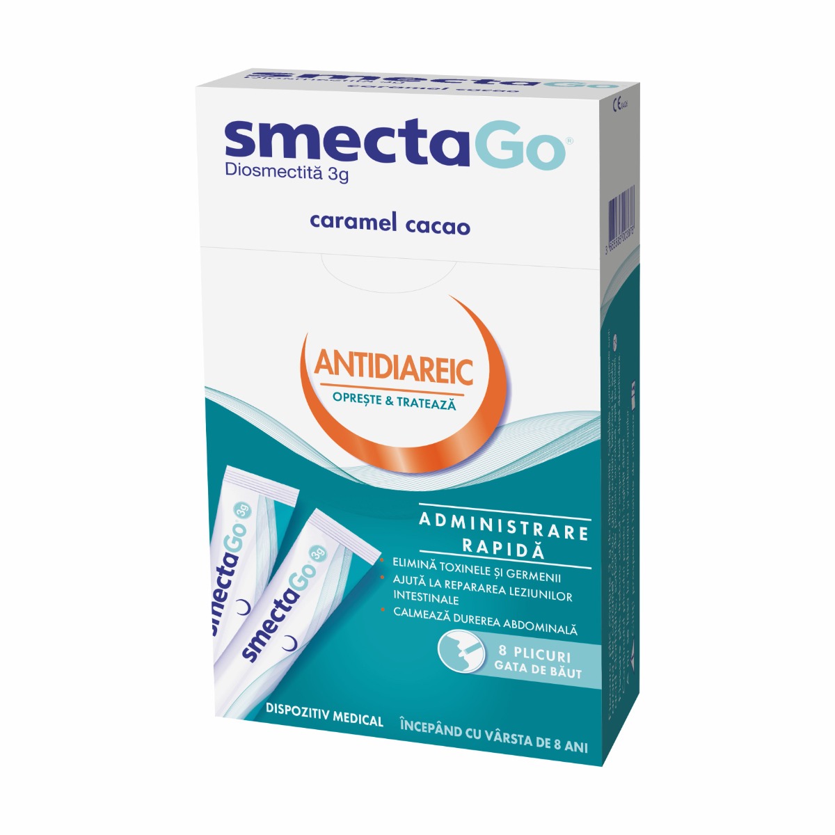 Smecta Go caramel-cacao, 8 plicuri, Ipsen