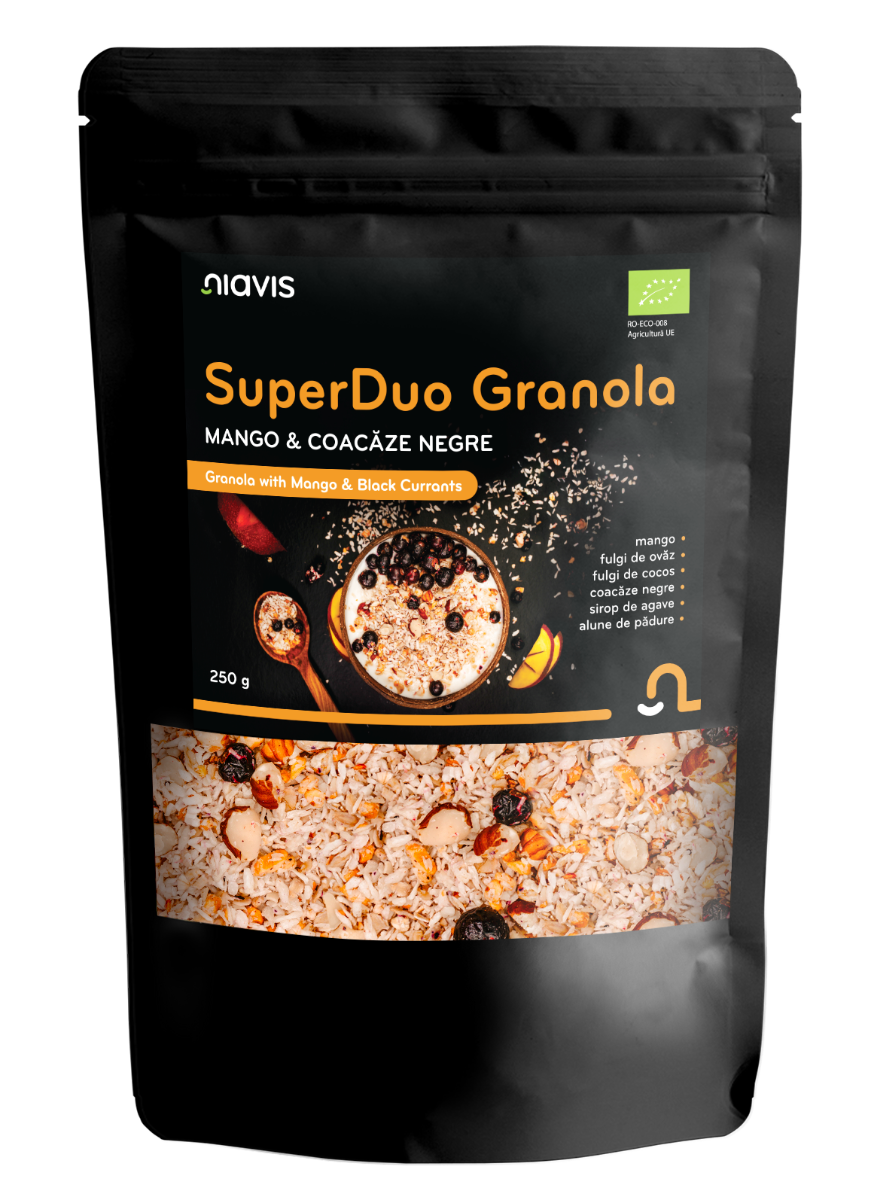 Granola cu mango si coacaze negre Super Duo, 250g, Niavis