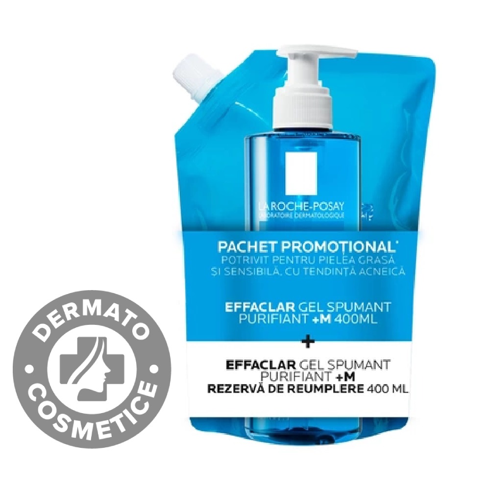 Gel Spumant Purifiant +M 400ml + Rezerva De Reumplere 400ml Effaclar, La Roche Posay