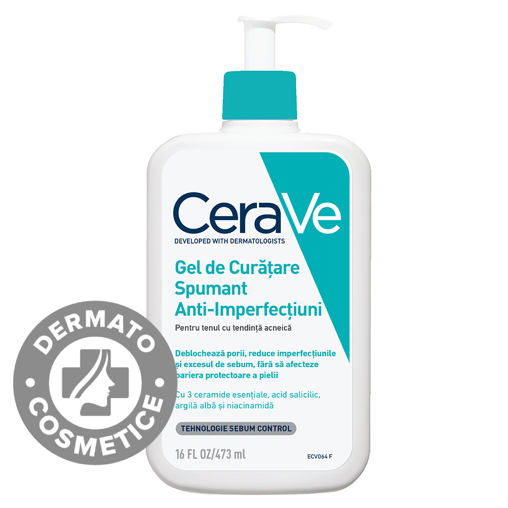 Gel de curatare spumant anti-imperfectiuni pentru ten cu tendinta acneica, 473ml, CeraVe