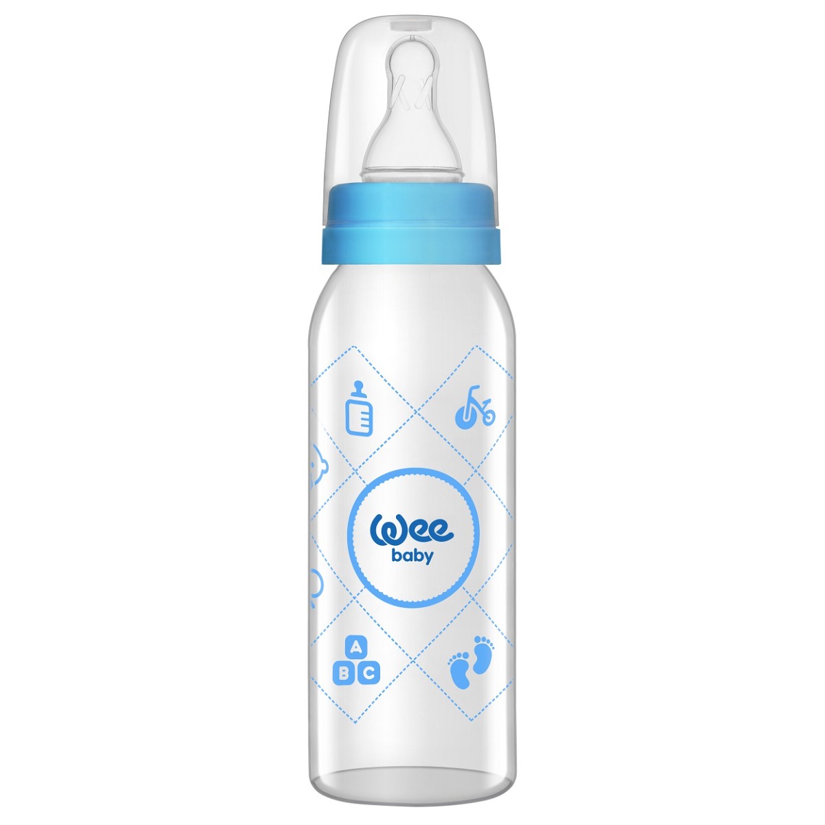 Biberon sticla cu tetina din silicon rotunda, 250ml, Wee Baby