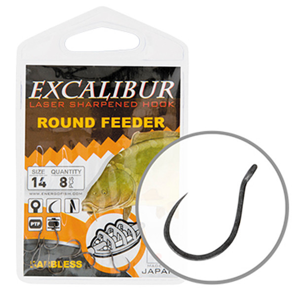 Carlige Excalibur Round Feeder Barbless (Marime Carlige: Nr. 14)