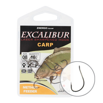 Carlige Excalibur Carp Method Feeder, 10buc (Marime Carlige: Nr. 6)