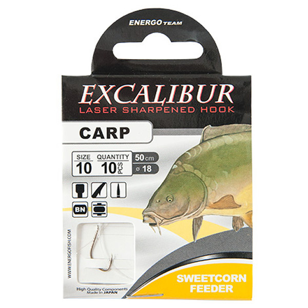Carlige legate Excalibur Sweetcorn Feeder, 10buc (Marime Carlige: Nr. 4)