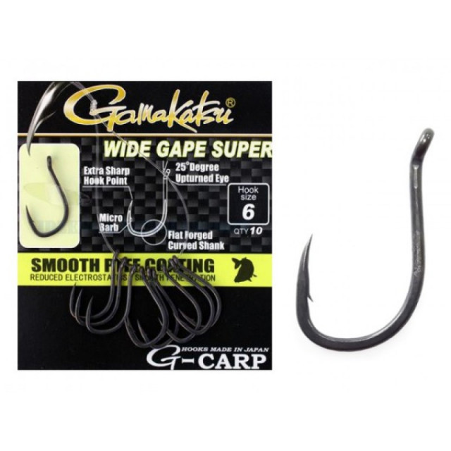 Carlige Gamakatsu G-Carp Wide Gape 10 buc (Marime Carlige: Nr. 8)