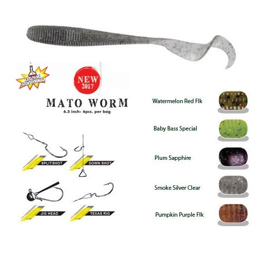 Grub Mato Worm 6.5" 16.5cm Plum Sapphire Herakles