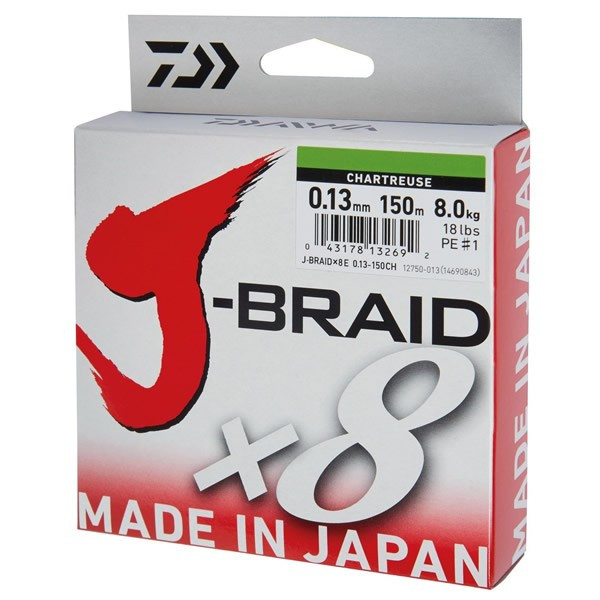 Fir Daiwa J-Braid X8 Chartreuse 150m (Diametru fir: 0.10 mm)