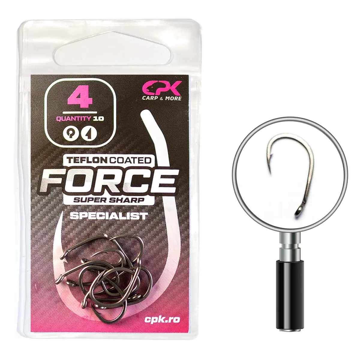 Carlige CPK Force Teflon Specialist, 10buc/plic (Marime Carlige: Nr. 4)