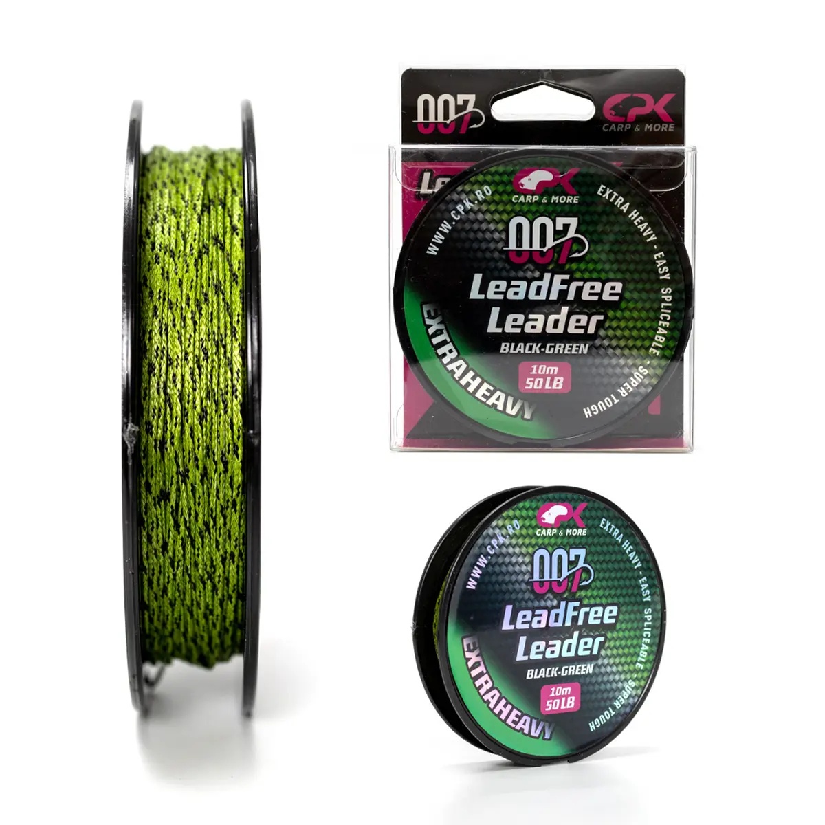Fir Textil CPK Lead Free Leader, 50lbs, 10m (Varianta: Black Green)