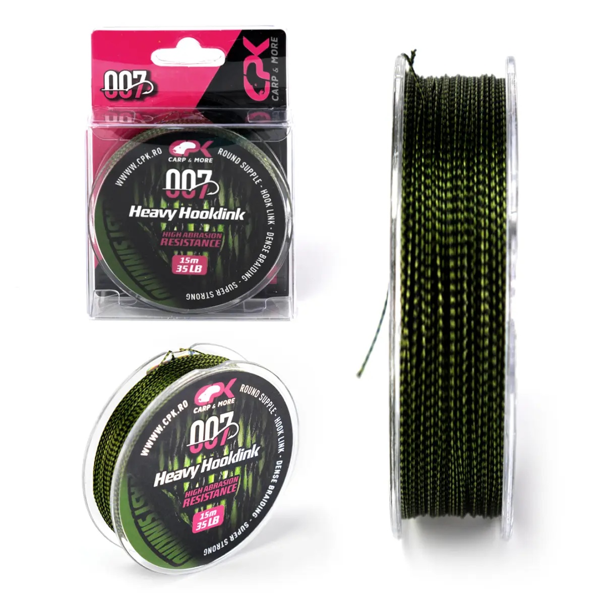 Fir Textil CPK Heavy Hooklink, Green, 15m (Rezistenta fir: 25 lbs)