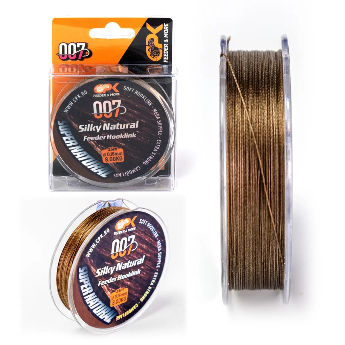 Fir Textil CPK Silky Natural Hooklink, Brown, 15m (Diametru fir: 0.20 mm)