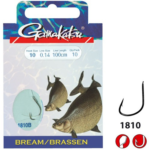 Carlige legate Bream Feeder Gamakatsu (Diametru fir: 0.16 mm, Marime Carlige: Nr. 10)