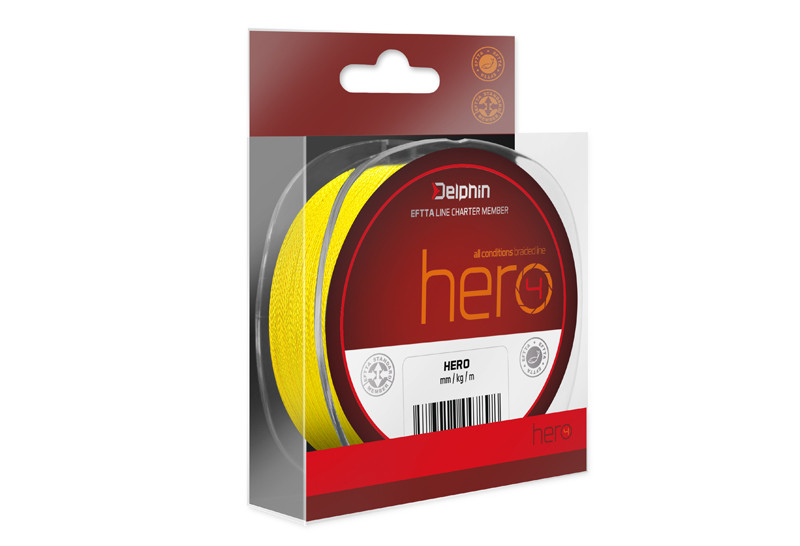 Fir Textil Delphin HERO 4, Galben Fluo, 1000m (Diametru fir: 0.14 mm)
