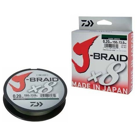 Fir textil J-BRAID X8 verde, 300m Daiwa (Diametru fir: 0.22 mm)