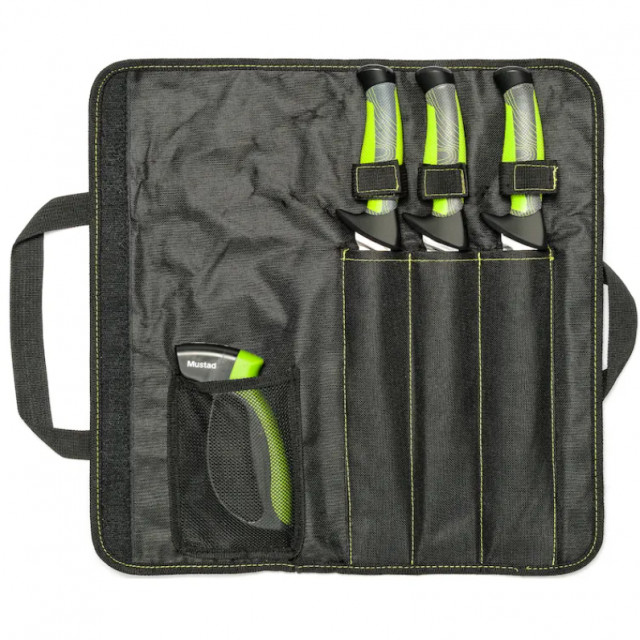 Trusa pentru filetat Mustad, 3 cutite cu ascutitor