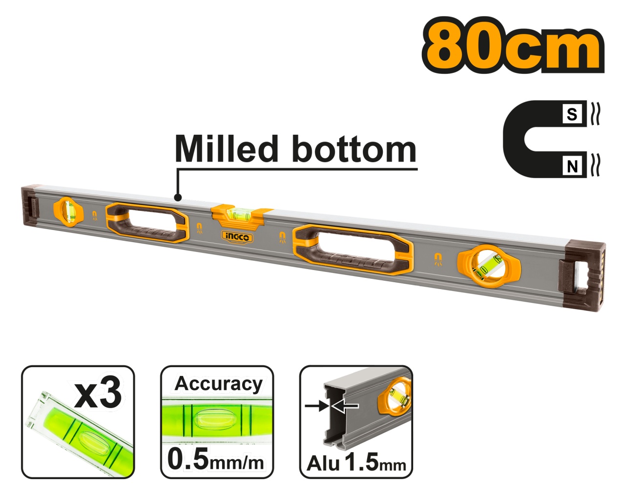 Boloboc 100cm Magnetic Industrial INGCO HSL38100M