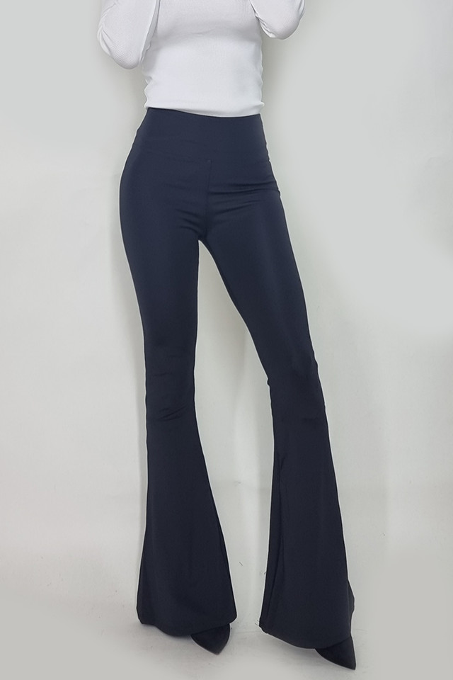 Pantaloni evazati Cristina, cu talie inalta, negru