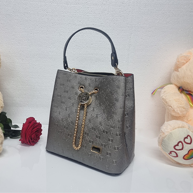 Geanta casual Silver&Polo, cu doua compartimente si curea pentru umar, Argintiu