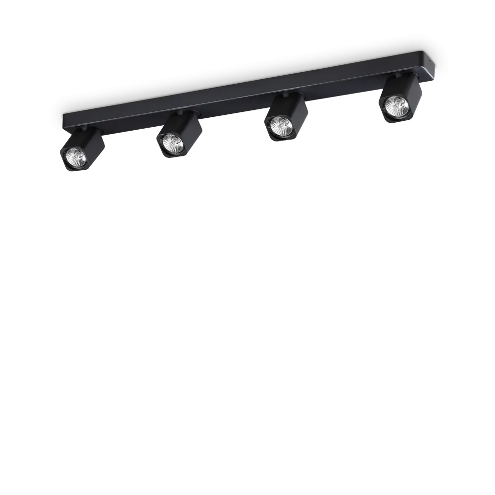 Spot aplicat patrat Rudy, 4xGU10, IP20, negru, Ideal Lux