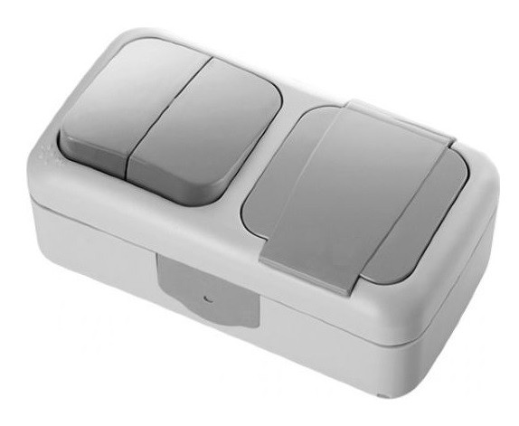 Comutator + Priza IP54 Palmiye Viko, PT, gri