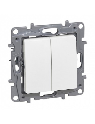 Intrerupator dublu, alb, 10A, IP20, Legrand Niloe