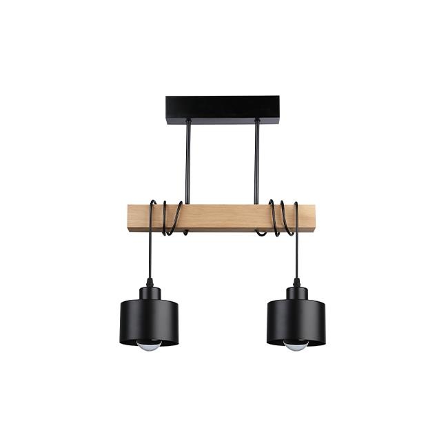 Lustra Elza 2xE27, IP20, neagra+lemn, Masterled
