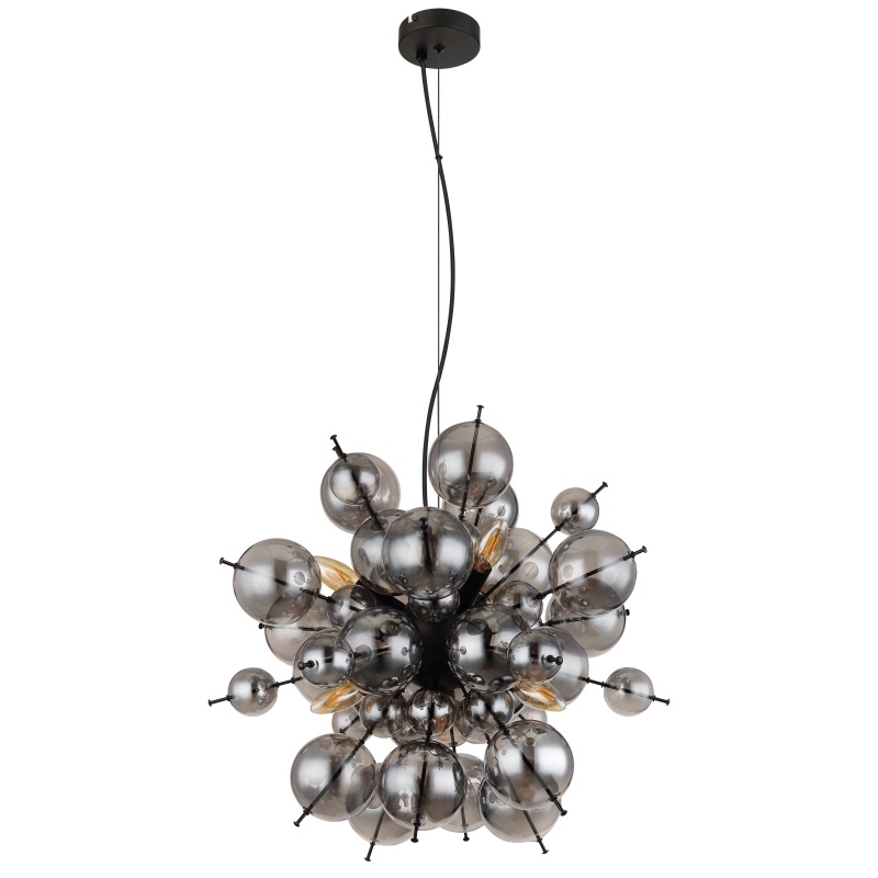Pendul Udo, 6xE14, IP20, negru/fumuriu, Globo Lighting