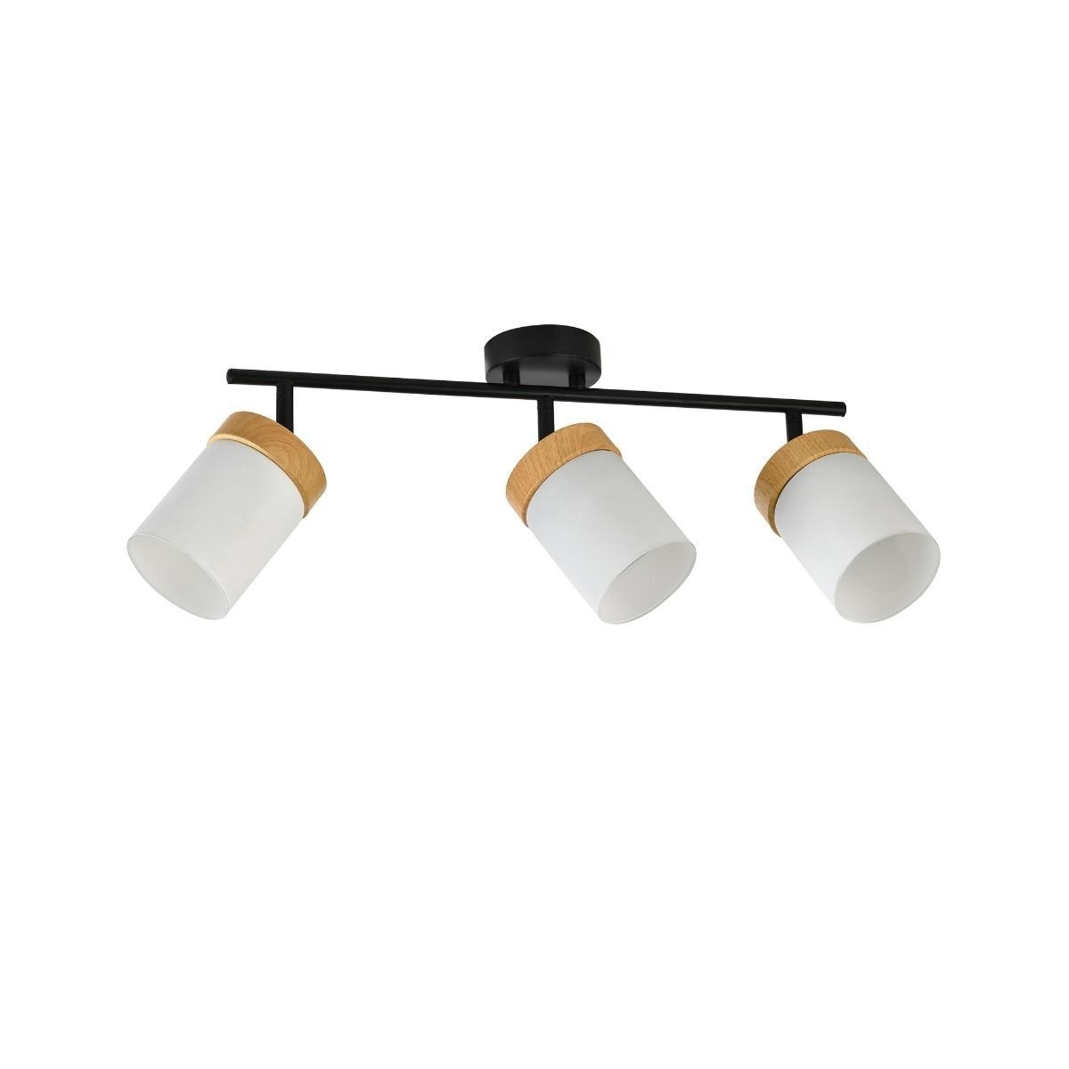 Plafoniera Frosted PL3, 3xE27, neagra, lemn, Klausen