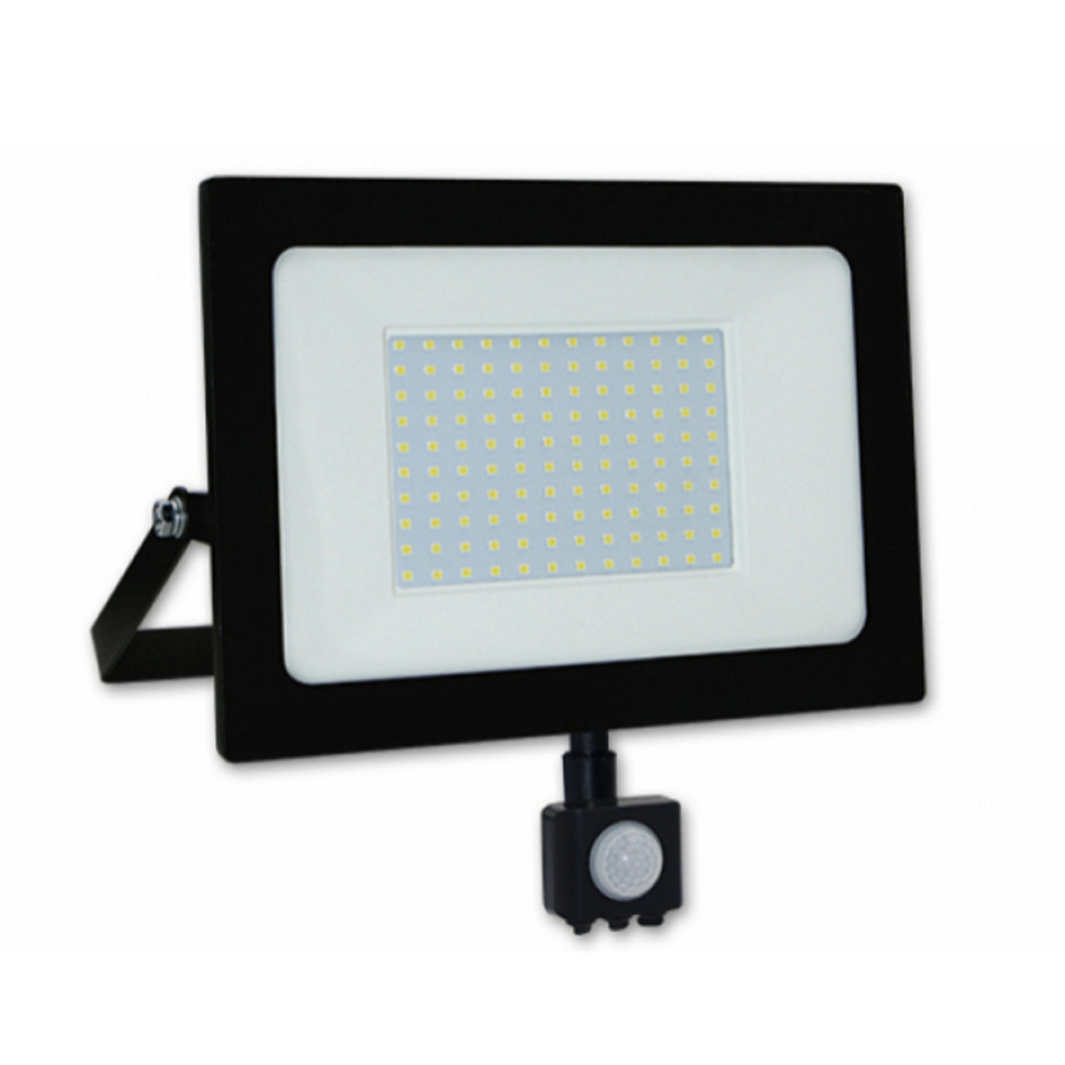 Proiector LED cu senzor 100W, 8000lm, IP65, lumina naturala 4000K, negru, Masterled