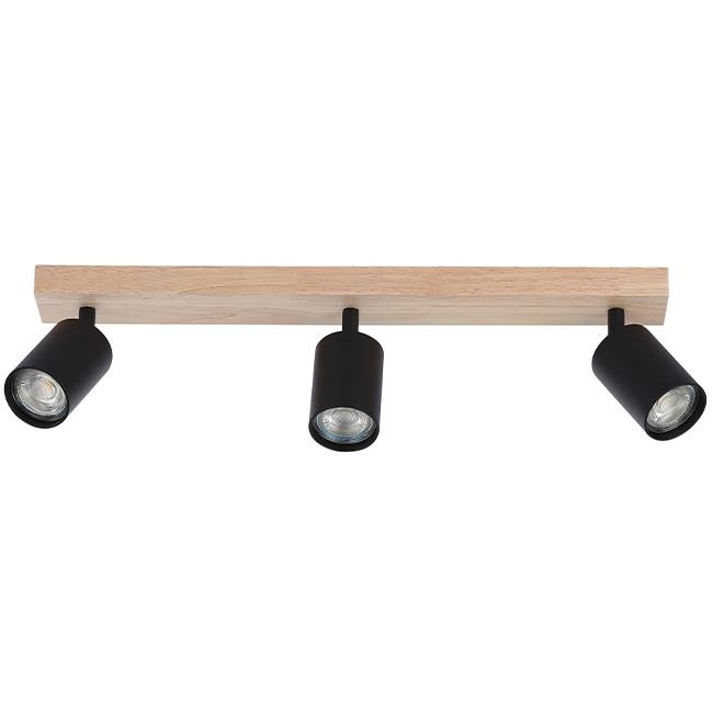 Aplica de perete Dabi, 3xGU10, negru/lemn, Masterled