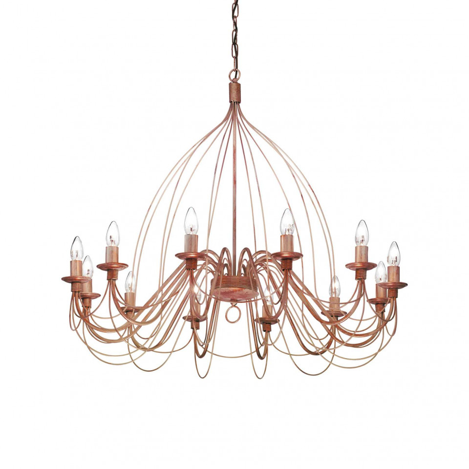 Candelabru Corte 097671, 12xE14, ruginiu, IP20, Ideal Lux