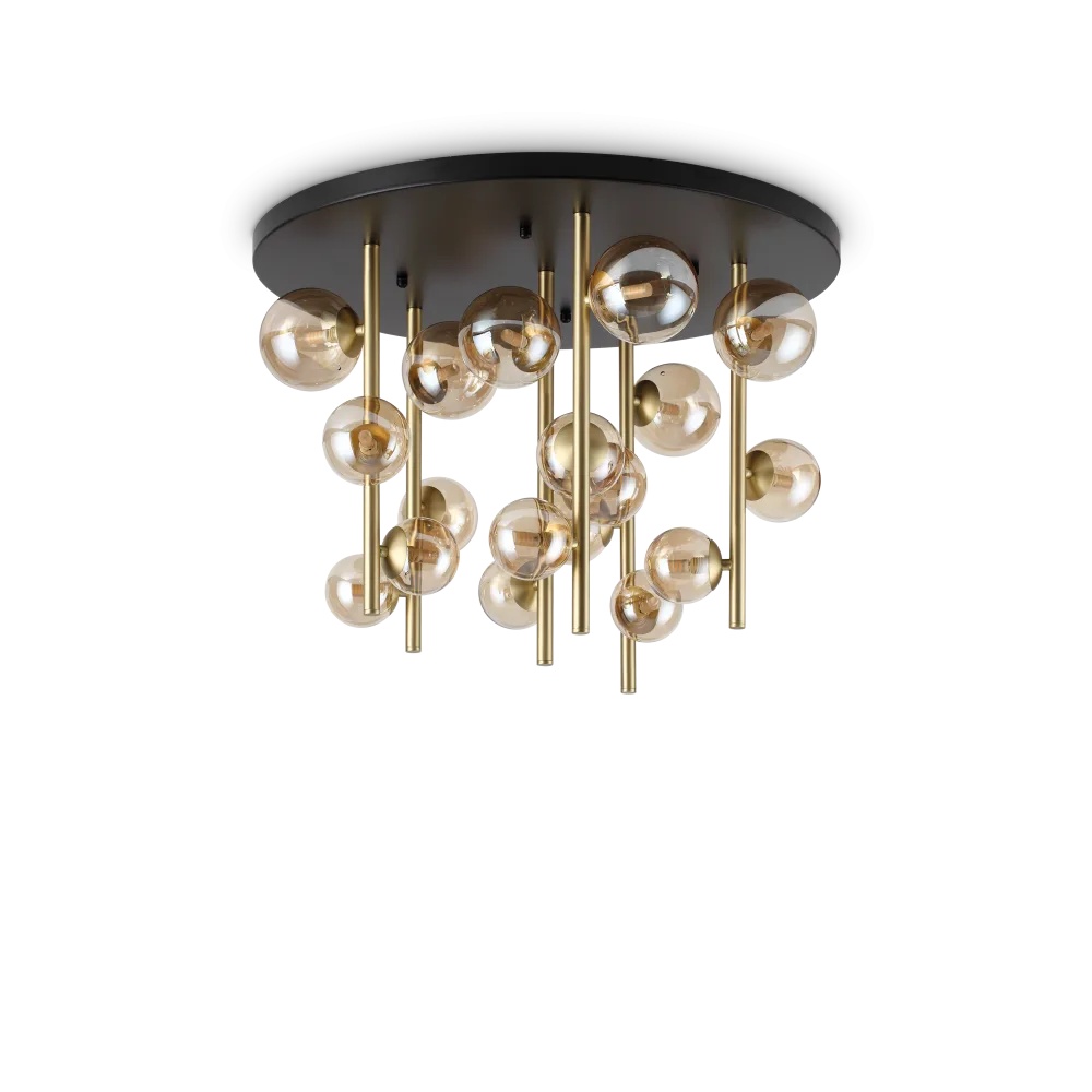 Plafoniera Perlage, 18xG9, IP20, ambra, Ideal Lux