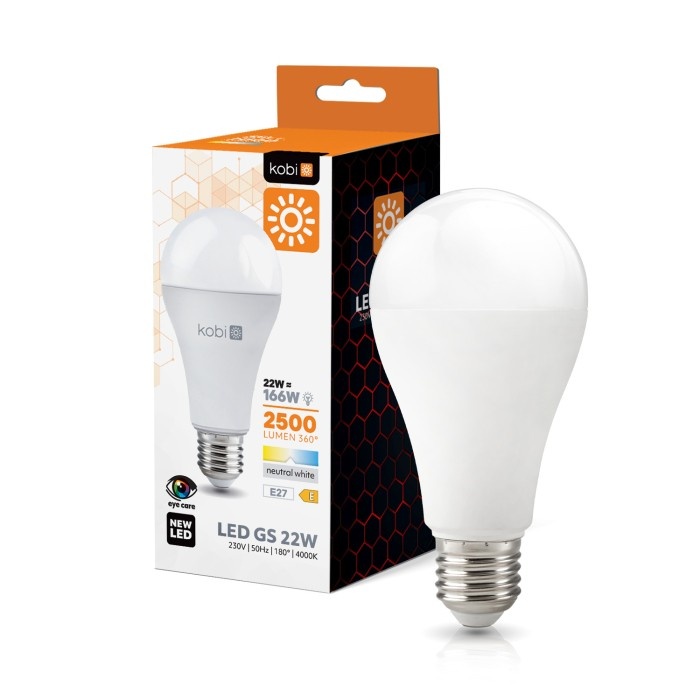 Bec LED E27, 22W, 2500lm, lumina neutra (4000 K), Kobi
