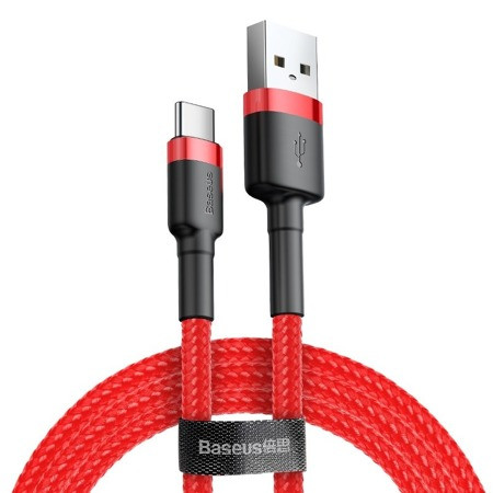 Cablu USB-C, 2A, 2m, rosu-negru, Baseus