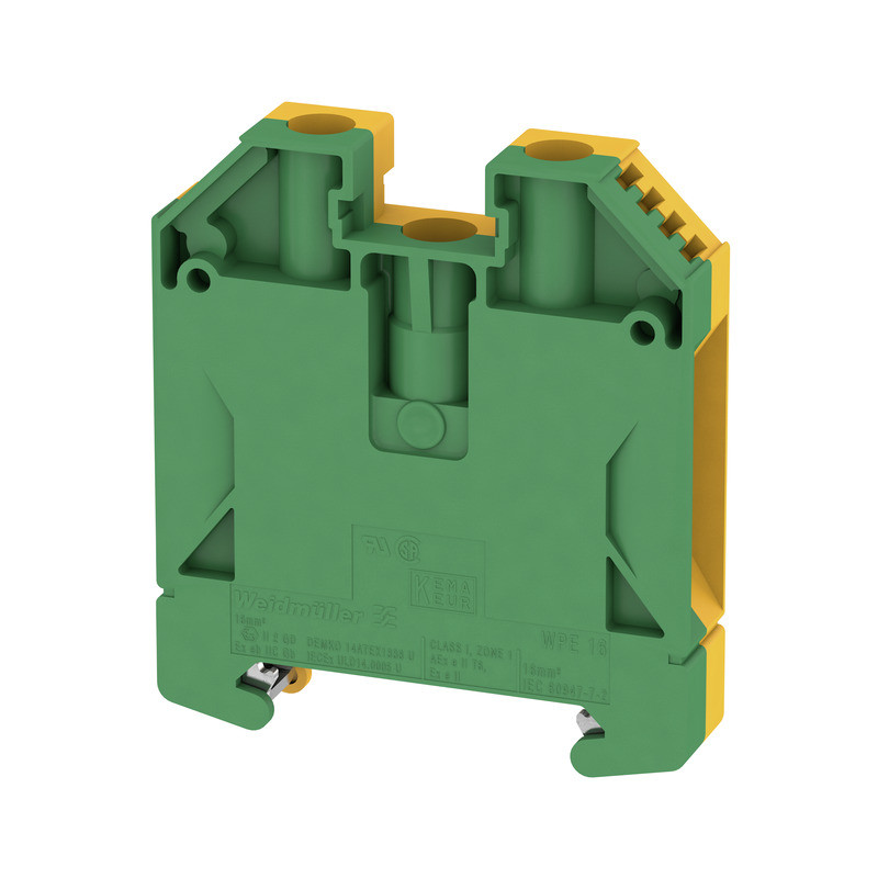 Clema pe sina 16 mm, galben-verde , Weidmuller