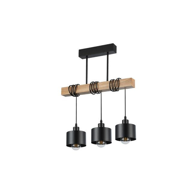Lustra Elza, 3xE27, negru+lemn
