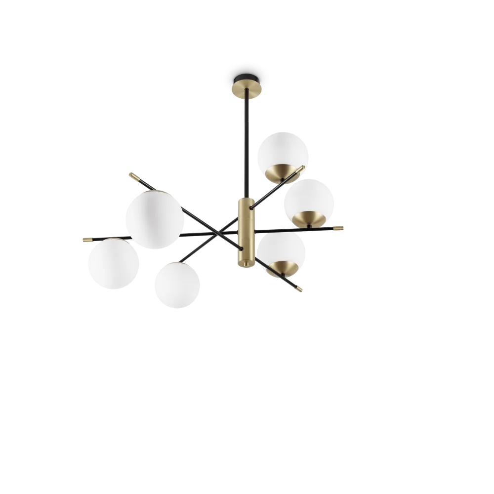 Lustra Gourmet 6xE14, IP20, neagra/alama, Ideal Lux