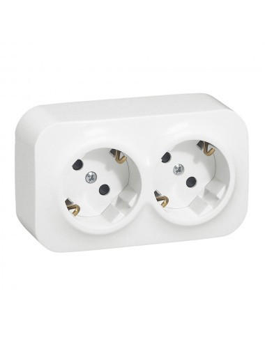 Priza dubla cu impamantare, 16A, IP20, alb, Legrand Forix
